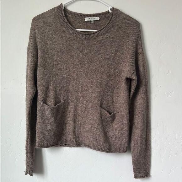 Madewell Chelsea Pocket Pullover Sweater Alpaca Blend Heather Cedar XXS Boxy - Picture 1 of 4